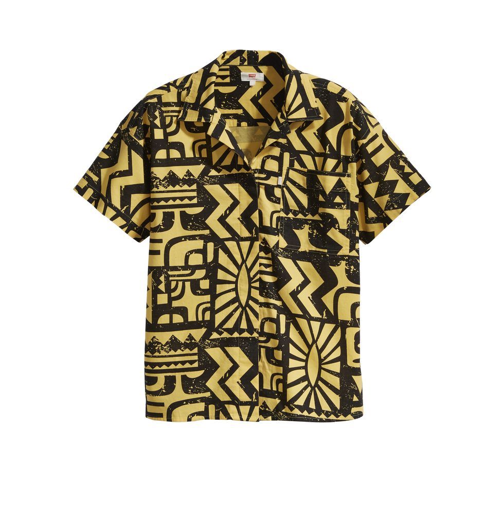Clothing, T-shirt, Sleeve, Yellow, Top, Outerwear, Pattern, Active shirt, Pattern, 