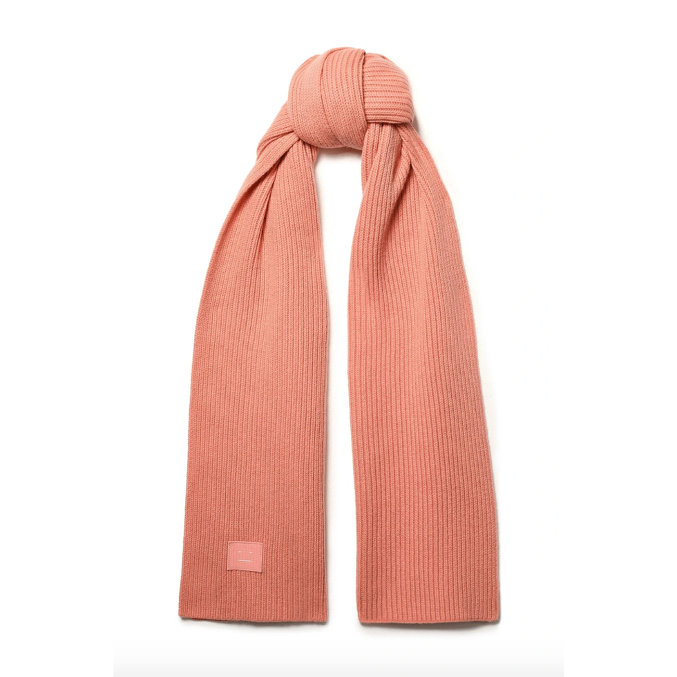 Scarf, Clothing, Stole, Pink, Red, Orange, Fashion accessory, Beige, Peach, Wool, 