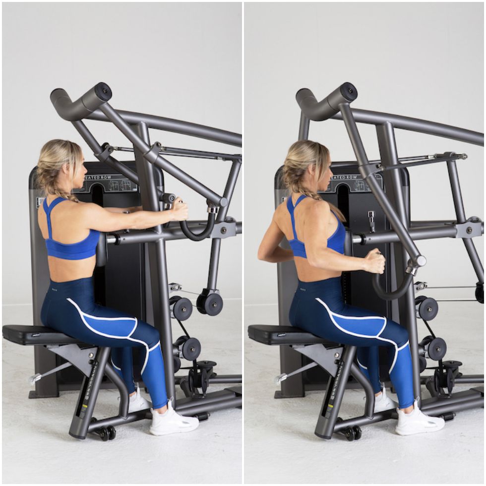 Gym, Shoulder, Exercise machine, Exercise equipment, Room, Arm, Physical fitness, Sport venue, Leg, Weightlifting machine, 