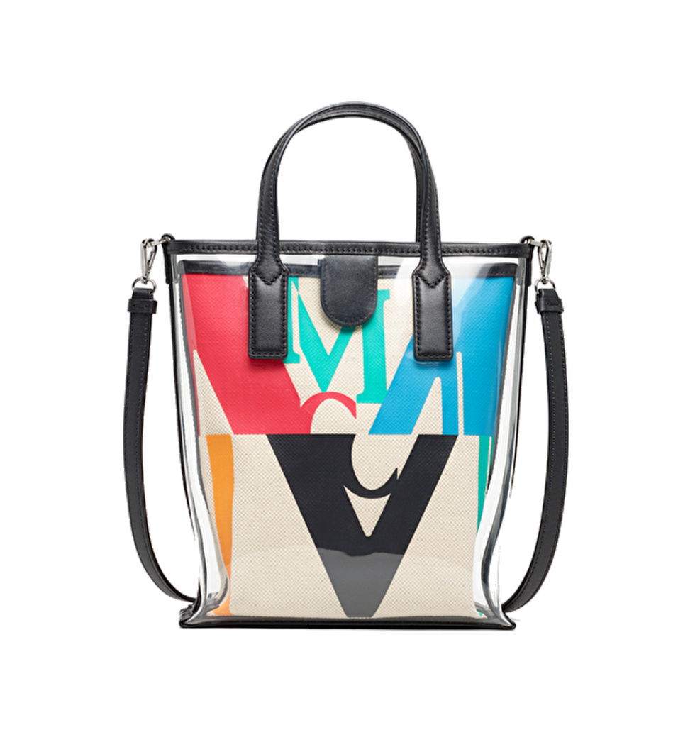 Mcm glitch discount logo canvas tote