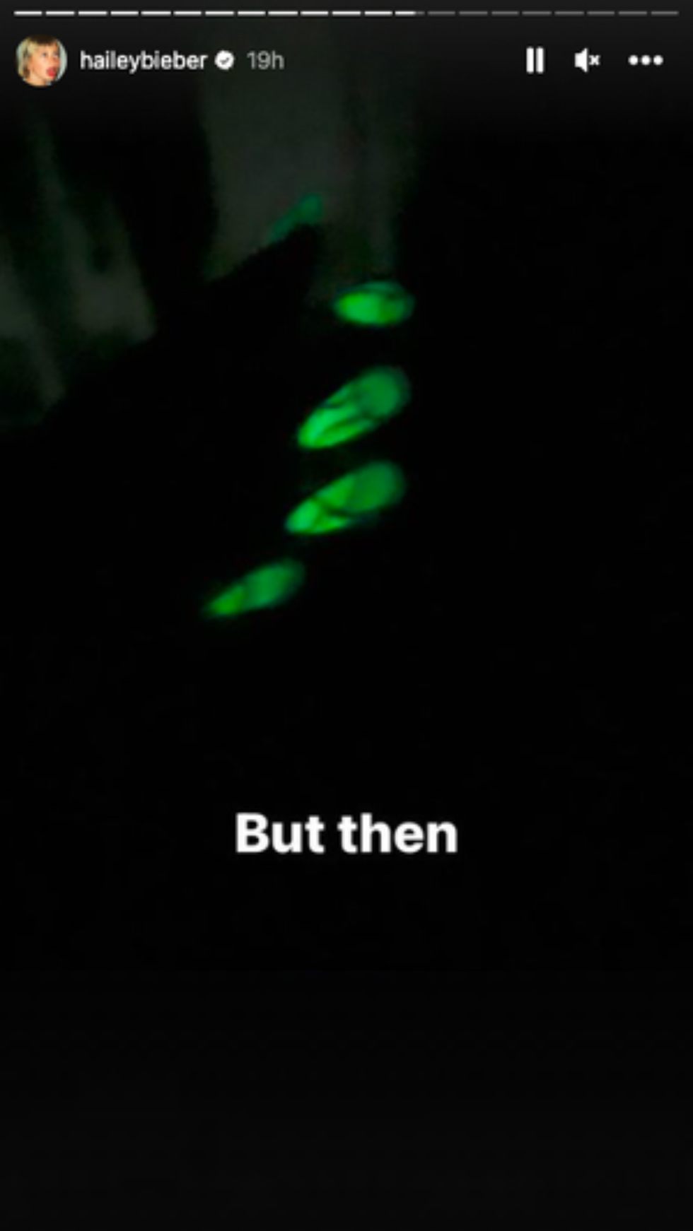 Hailey Bieber glow in the dark nails instagram story coachella 2023 hailey bieber glow in the dark nails instagram story coachella 2023