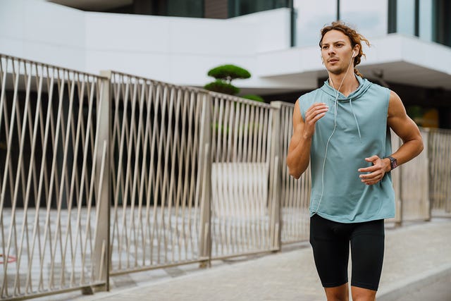 a person running on a street