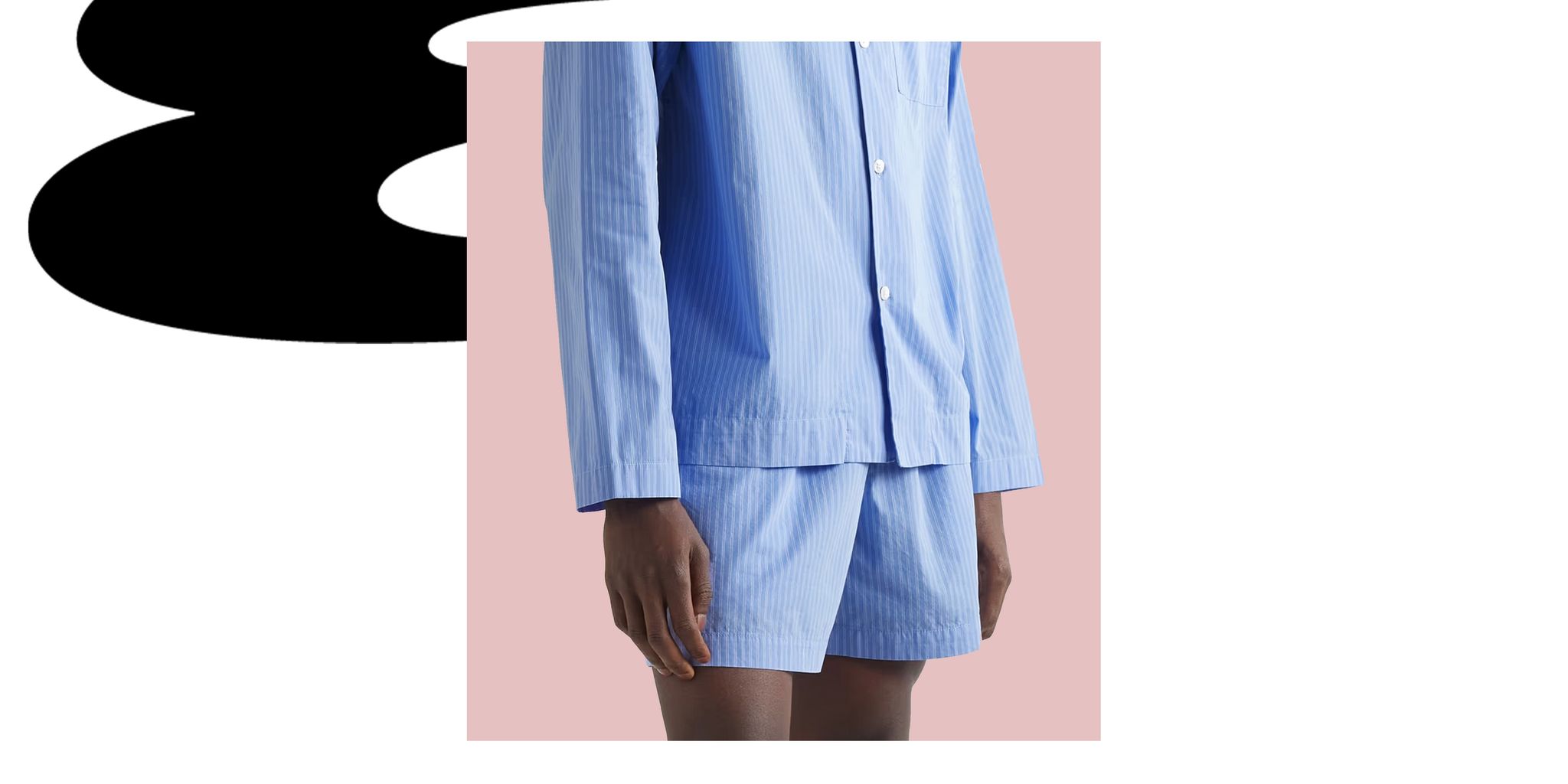 2-pack cotton poplin pyjama shorts - Blue/Striped - Ladies