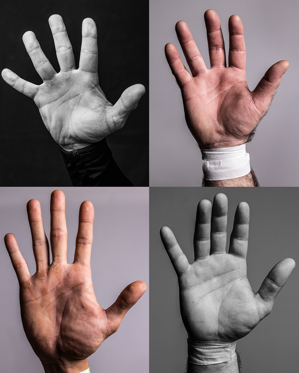 a collage of hands