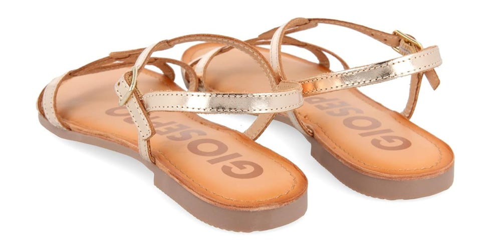 sandalias de tiras finas doradas