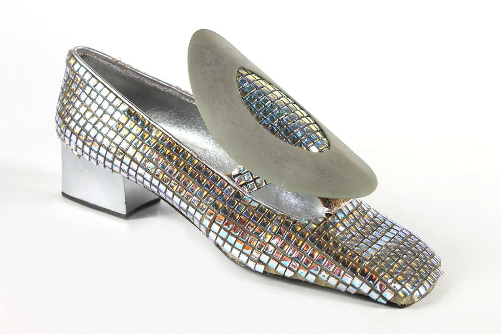 Footwear, Silver, Product, Shoe, Fashion accessory, Silver, Metal, 