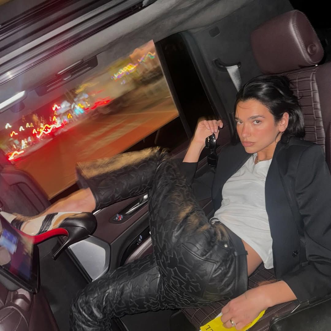 Dua Lipa Pairs Her Patterned Leather Pants With an "If You Know, You Know" Shoe