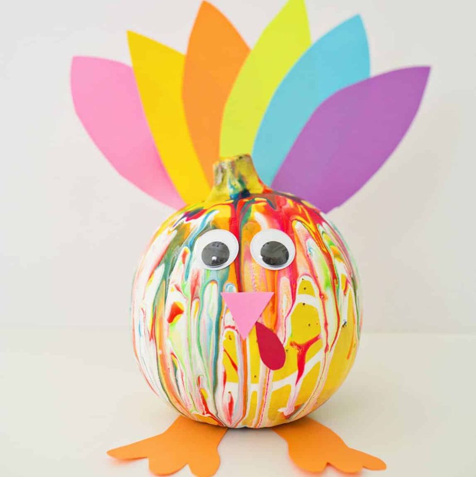 turkey crafts  colorful squeeze paint pumpkin turkey