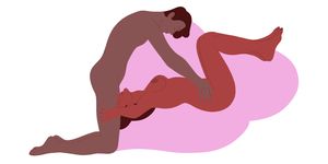 woman giving a blow job from upside down