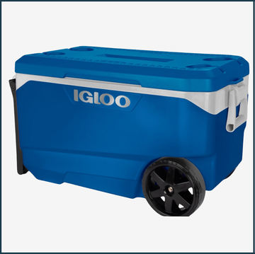 two wheeled coolers from igloo one blue and one gray two wheeled coolers from igloo one blue and one gray