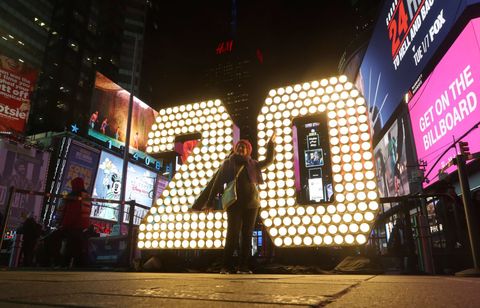 2020 Sign in Times Square in New York City
