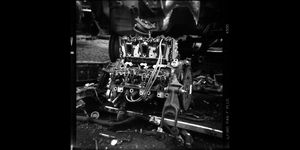 junkyard engines photographed with argus 75 film camera