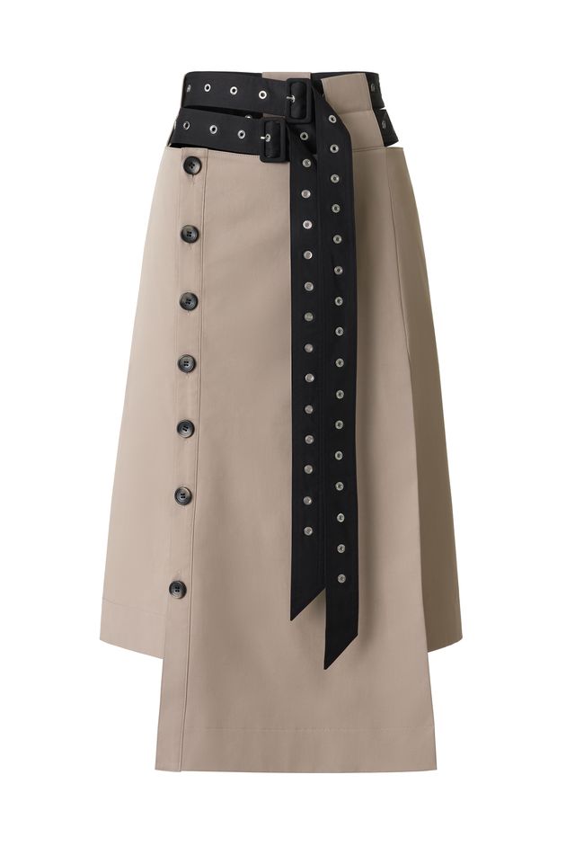 rokh h and m belted asymmetric trench skirt