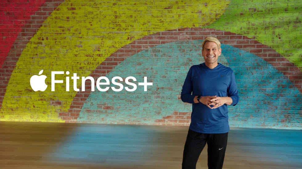 promotional imagery for apple fitness plus featuring jay blahnik head of fitness at apple