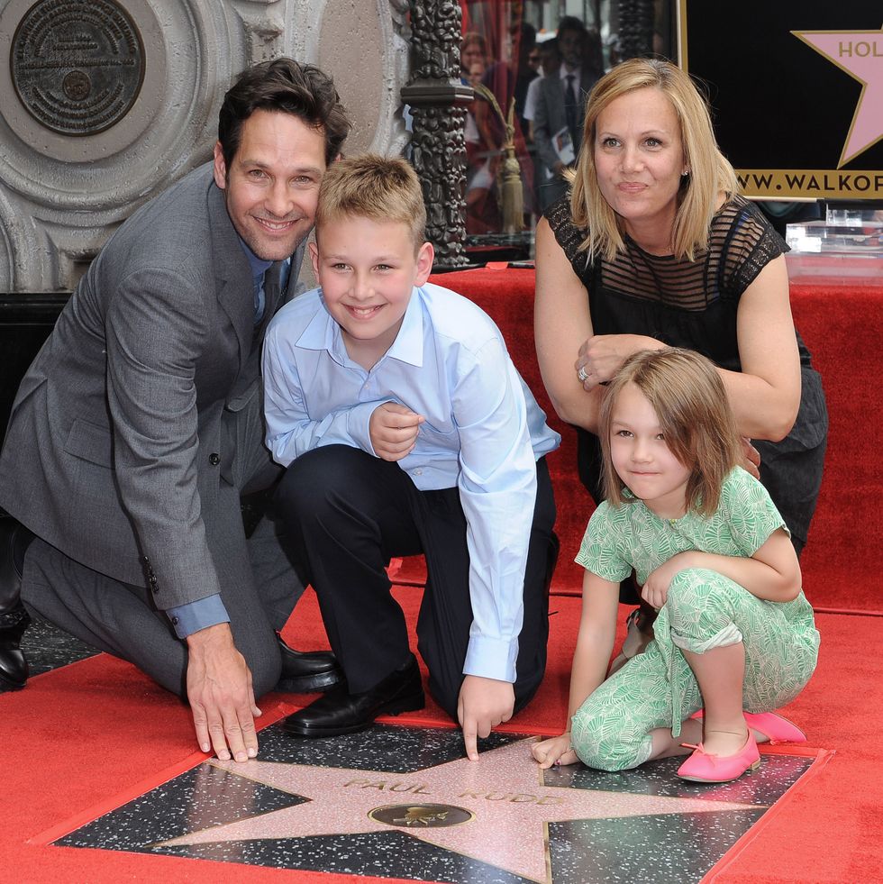 paul rudd, wife julie yaeger, and kids - hollywood walk of fame