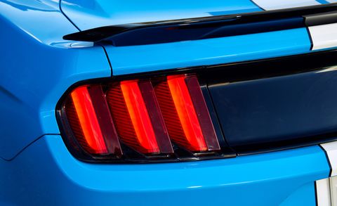 Car, Vehicle, Automotive lighting, Spoiler, Trunk, Automotive exterior, Muscle car, Automotive tail & brake light, Ford mustang, Electric blue, 