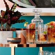 Blue, Turquoise, Table, Room, Shelf, Furniture, Interior design, Material property, Houseplant, Plant, 