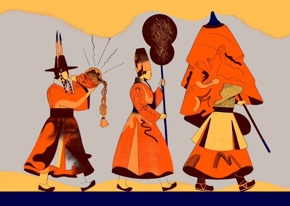 Cartoon, Orange, Illustration, Costume design, Art, Fictional character, Folk dance, 