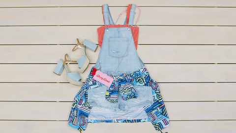 Clothing, Blue, Overall, Dress, One-piece garment, Pattern, Denim, Textile, Baby & toddler clothing, Jeans, 