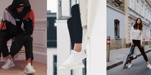 White, Footwear, Street fashion, Black, Shoe, Fashion, Ankle, Leg, Snapshot, Standing, 