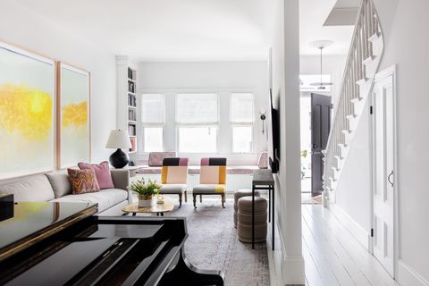 Room, Interior design, White, Living room, Furniture, Property, Yellow, Building, House, Home, 