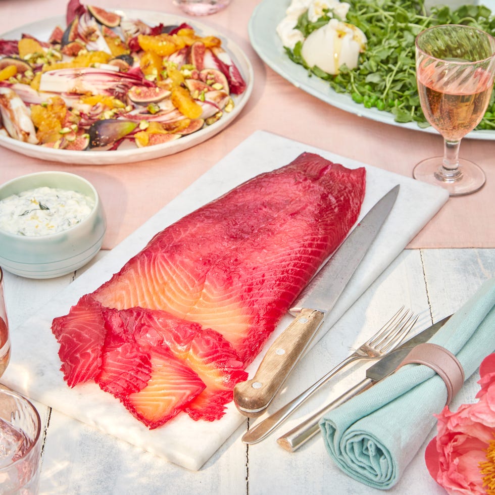 cured beetroot and horseradish salmon