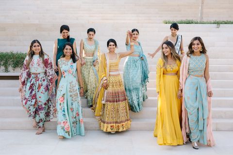 bridesmaids before the puja