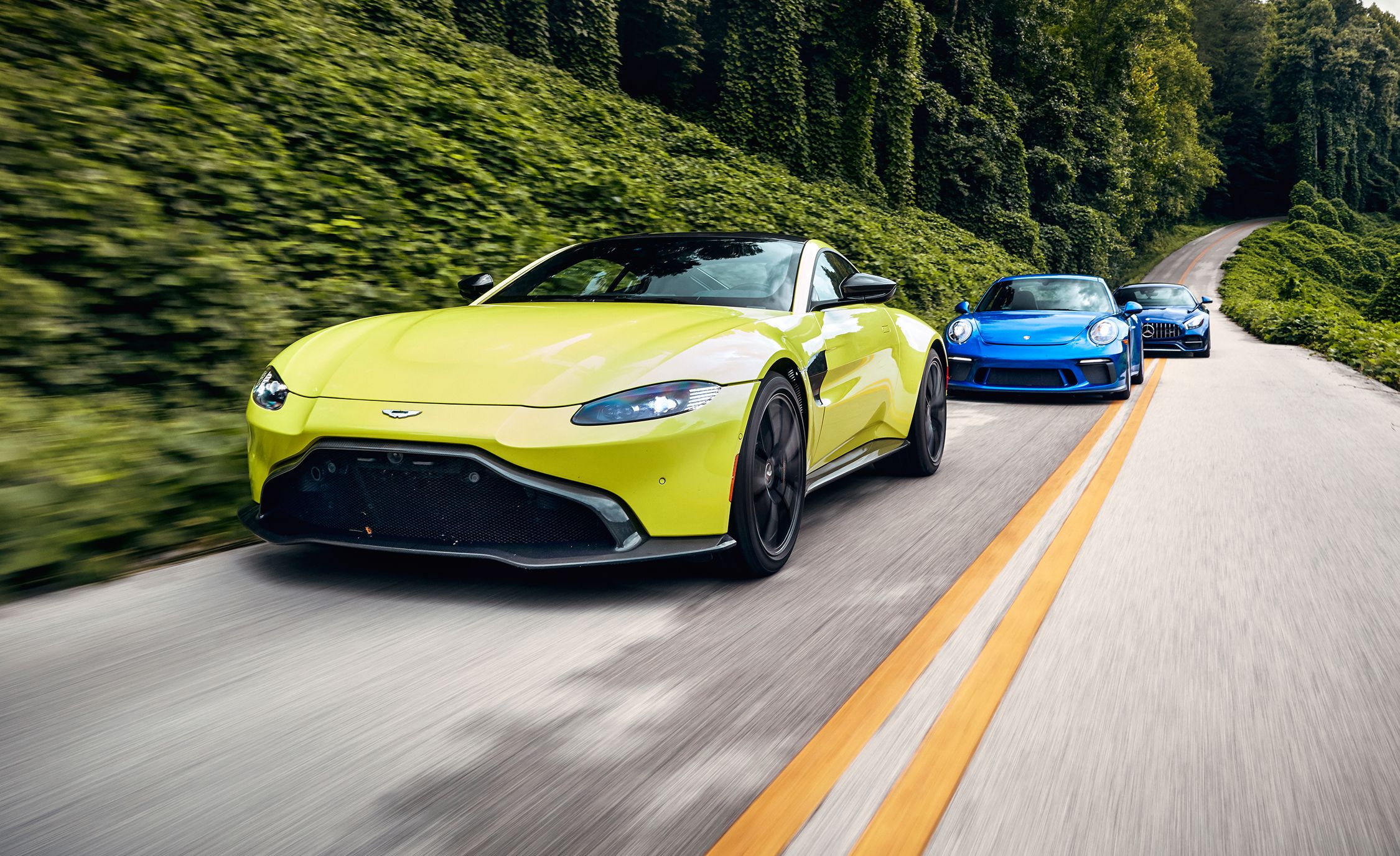 Aston Martin Vantage vs. Mercedes-AMG GT and Porsche 911 GT3