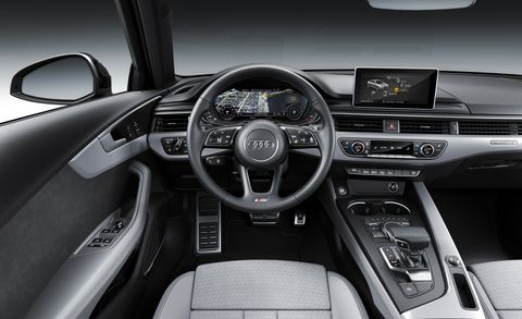 Land vehicle, Vehicle, Car, Center console, Gear shift, Steering wheel, Luxury vehicle, Audi, Personal luxury car, Automotive design, 