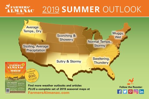 Farmers' Almanac 2019 Summer Map
