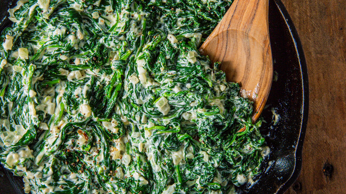 preview for The Secret To This Creamed Spinach? Plenty Of Cream Cheese
