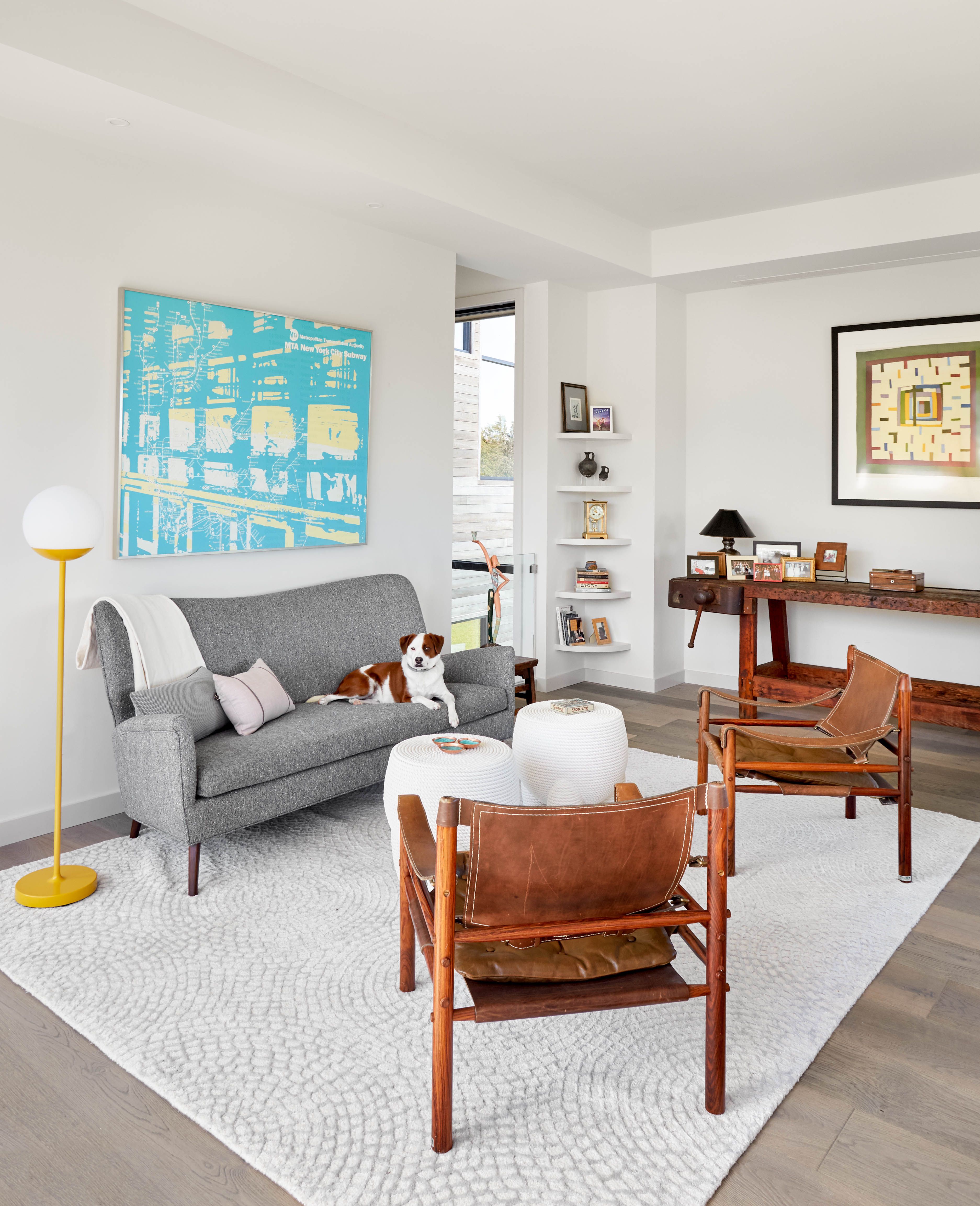 Living room with online leather chairs