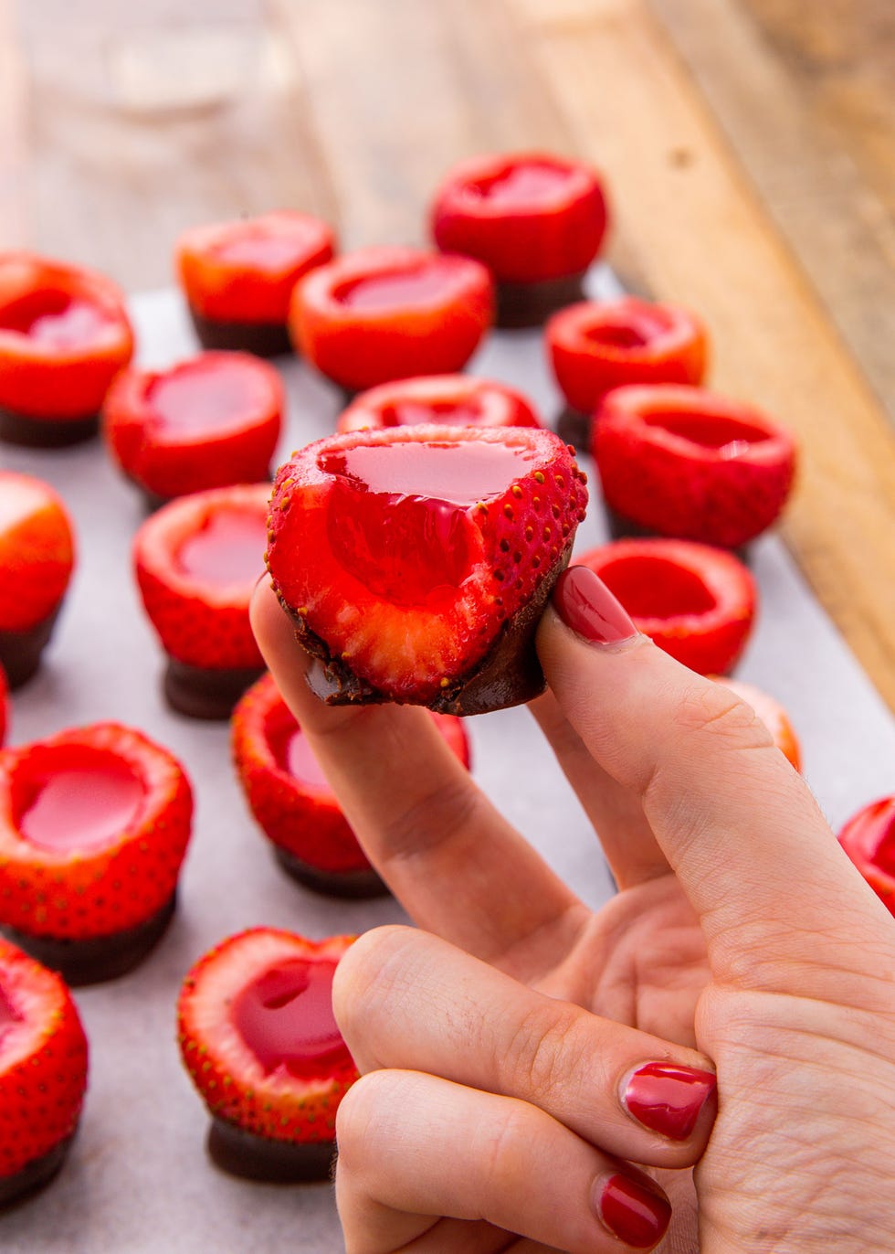 chocolate covered strawberry jello shots