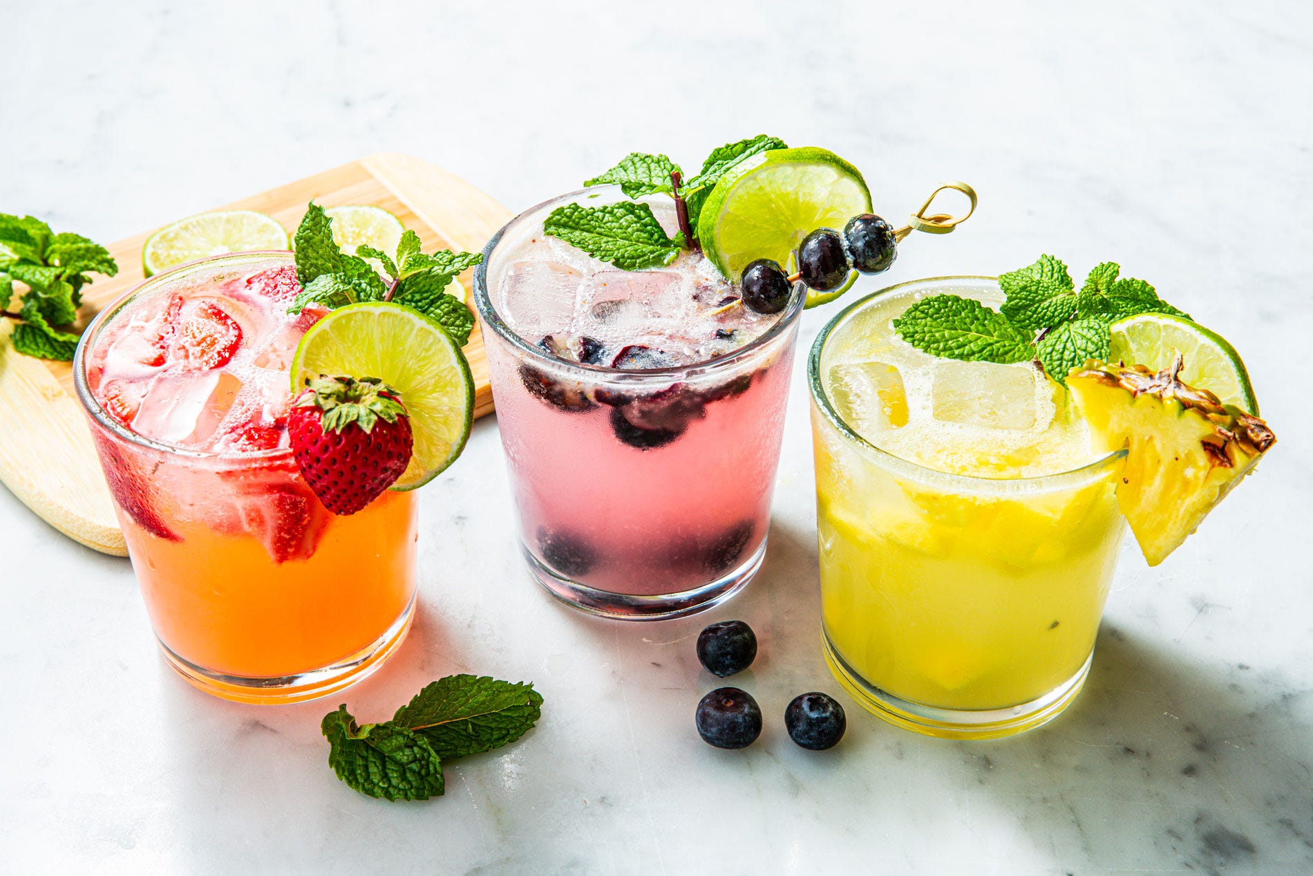 Three Different Types Of Fruit Makes These Mojitos Leagues Better Than Your Average Cocktail