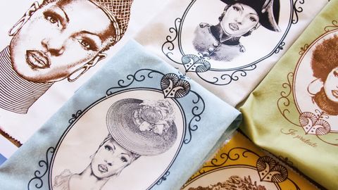 fabric with portraits of black women