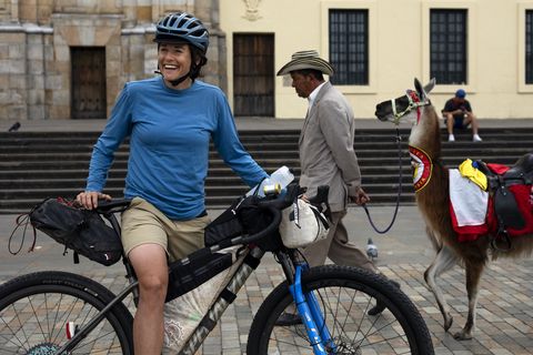 lael wilcox with her bike in colombia