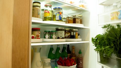 Refrigerator, Shelf, Major appliance, Furniture, Shelving, Home appliance, Kitchen appliance, Room, Pantry, Food storage, 