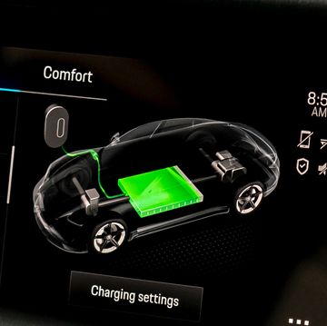 2020 porsche taycan 4s interior with central display showing charging and battery information