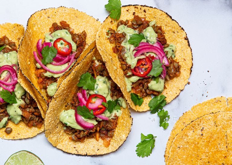 vegan chipotle lentil tacos