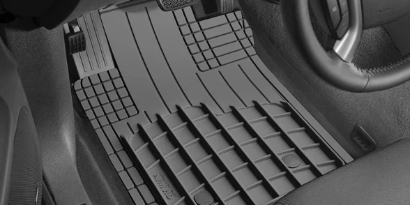Black/Beige Car Floor Mats 4PCS Set PU Leather All Weather
