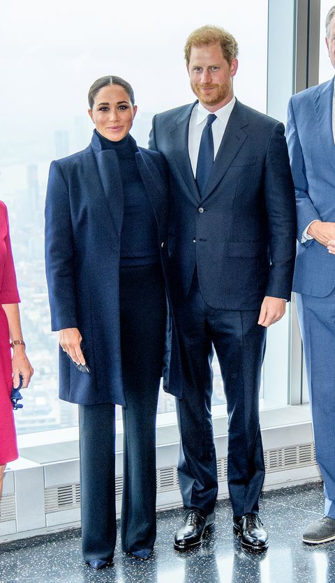 new york, new york   september 23 meghan, duchess of sussex and prince harry, duke of sussex visit one world observatory at one world observatory on september 23, 2021 in new york city photo by roy rochlingetty images