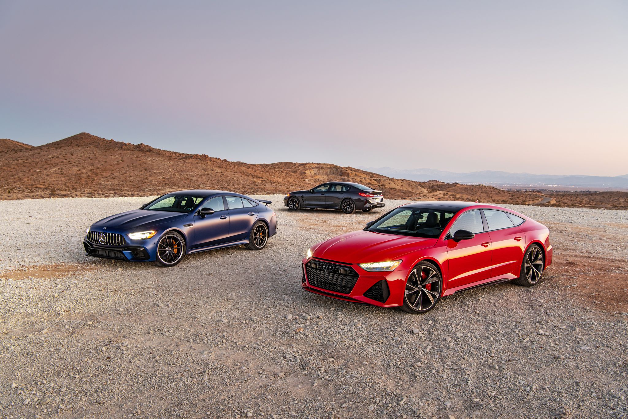 2021 mercedes amg gt63 s, ﻿2020 bmw m8 competition gran coupe, and ﻿2021 audi rs7 sportback