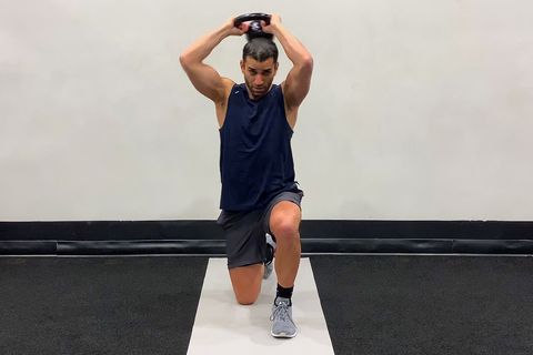 kettlebell exercises for abs, half kneeling halo