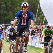 christopher blevins wins 2021 cross country short track race at mountain bike world championships