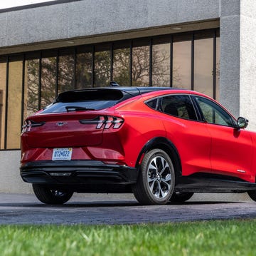 2023 ford mustang mach e parked outside a business