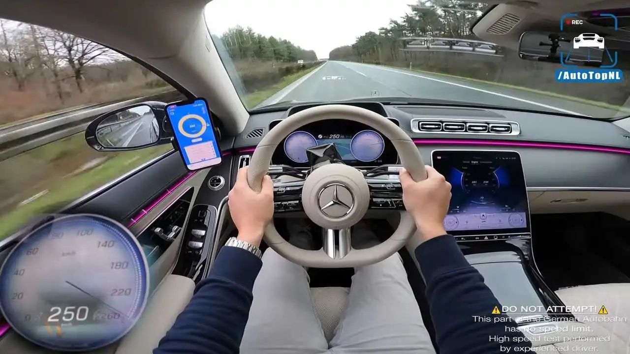 mercedes clase s 2021   cámara on board   acelera en autobahn