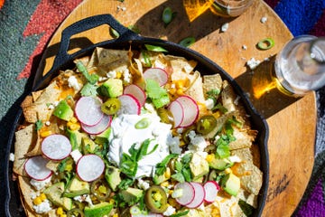 loaded skillet campfire nachos