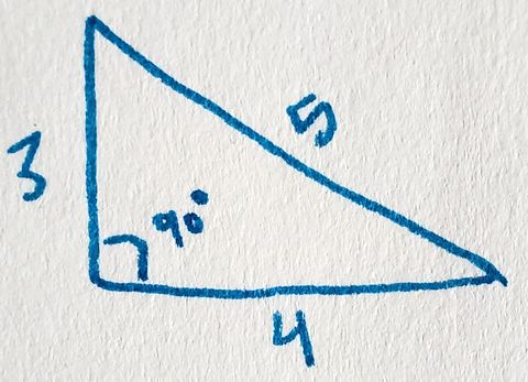an illustration of a right triangle labeled with sides 3, 4, and 5