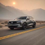 2022 mdx sh awd advance liquid carbon metallic 34 front passenger exterior running highway accessory gloss black wheels