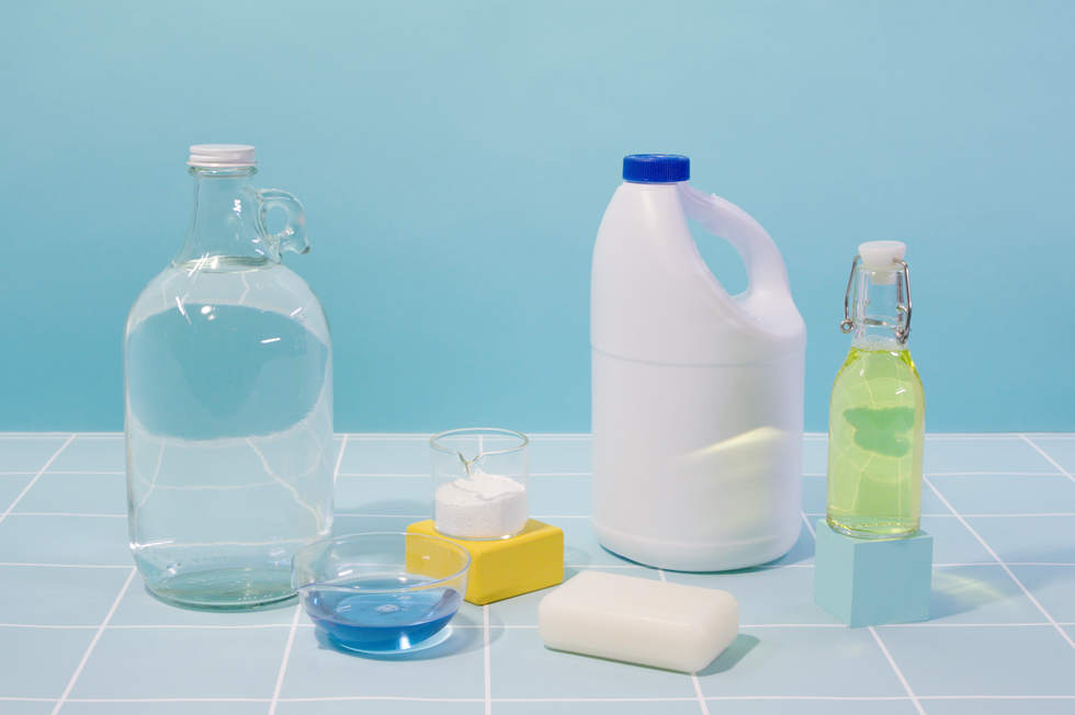 bottles of cleaning products to get rid of blood stains